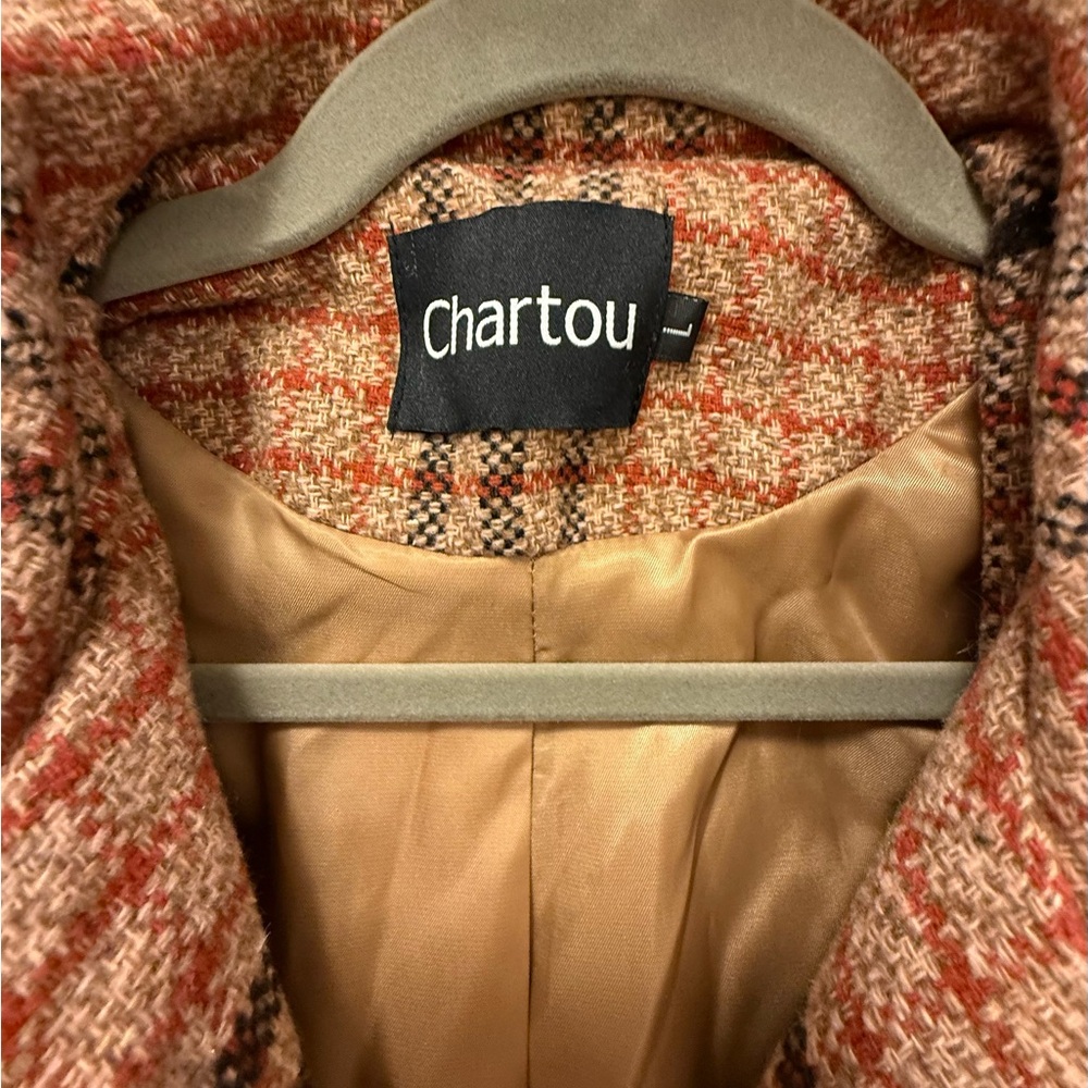 Plaid Double-Breasted Wool-Blend Coat - Picture 2 of 4